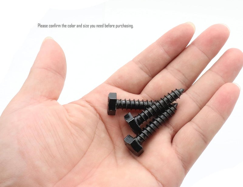 LBY 17pcs Lag Screws, 5/16" x 1-1/2" Hex Head Lag Screws Bolts (with Washers), Heavy-Duty Wood Screws for Decking & Structural Fastening, 304 Stainless Steel, (Black) - Image 2